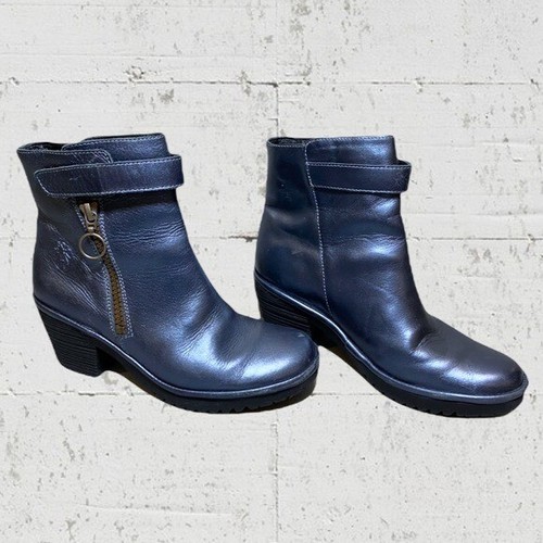 Fly London Metallic Leather Ankle Boots 