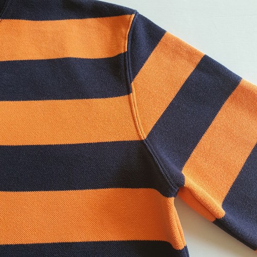 RALPH LAUREN Marine Rugby Sweatshirt 1/4 Zip Jumper Logo Badge Stripe Size M/L - Picture 8 of 11