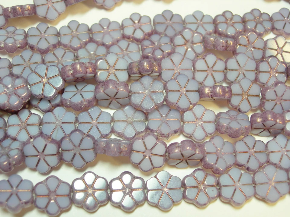 15 10 мм чешское стекло сиренево-фиолетовый с бронзовым ромашковым цветком монета бусины - Изображение 2 из 2