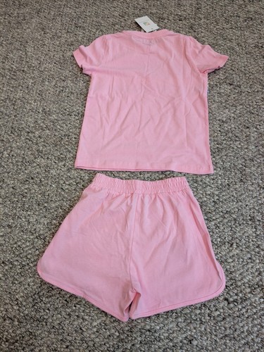 Lola + The Boys Pink Athletic Set Shorts T Shirt Rainbow Sequin Girls Size 6 - Picture 6 of 6