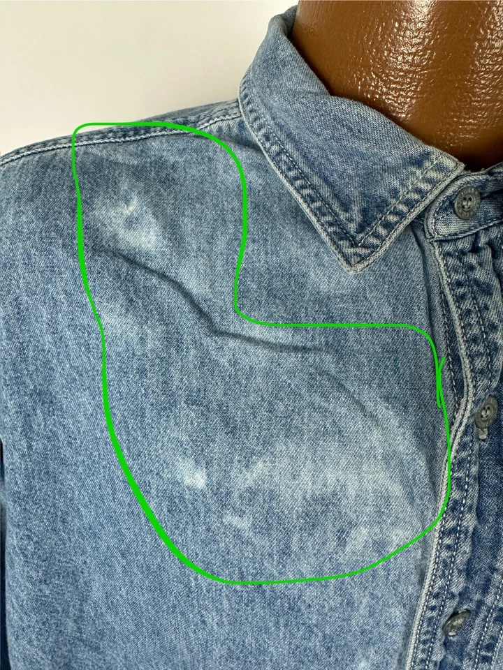 Camisa Denim Arizona Años 90 De Colección Hombres Grande Azul Manga Larga Exterior Grunge MANCHA Foto 4 de 4