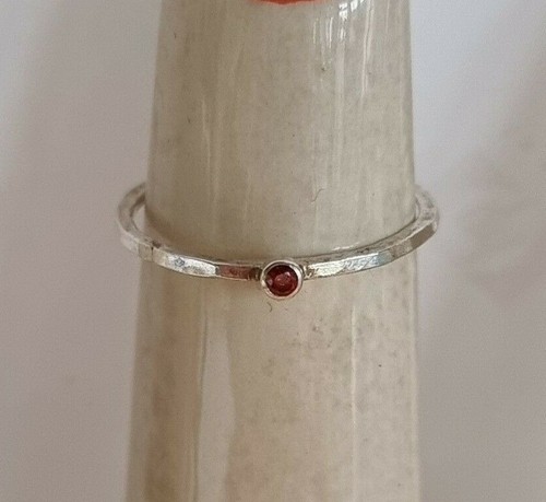 Sterling silver stacking ring with 2mm cubic zirconia , all sizes, - Picture 13 of 35
