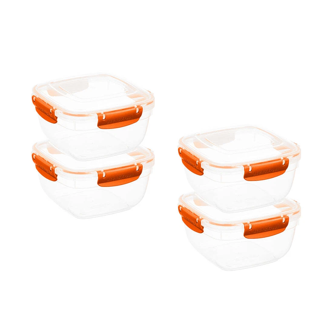 Superio Plastic Food Storage Containers, Airtight Lids, 48 oz., Red, 4 pack