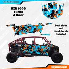 Orange Crush Distressed Camo Graphic kit fit Polaris RZR 1000 Turbo 4 Door 14-18