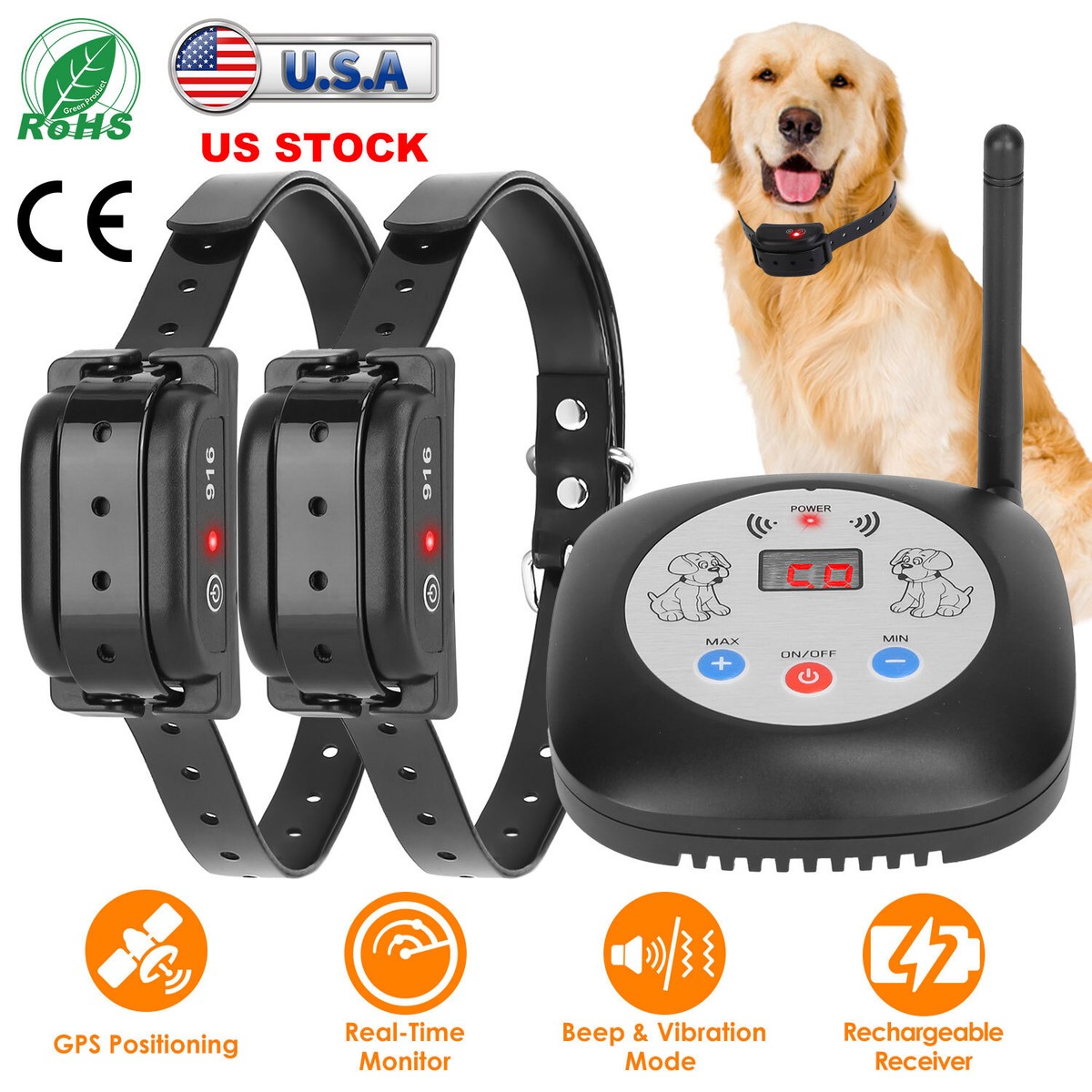 Electric Wireless Dog Fence 1/2 Collar Fencing System Rechargeable