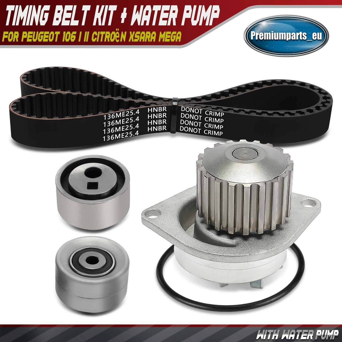 Timing Belt Kit + Water Pump for Peugeot 106 I II Citroën Xsara