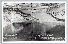 Spring Valley Minnesota MN Mystery Cave Lake Real Photo Postcard RPPC 1961