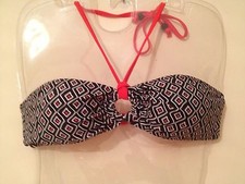 BNWOT -  Coral Bay (Boots) UK 10 Black & Red Halterneck Bikini Top
