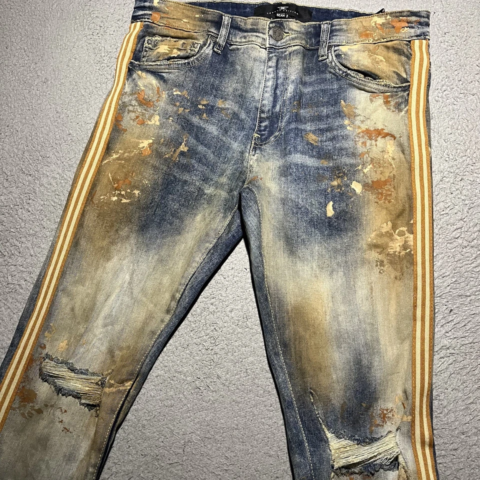 Pantalones de mezclilla Jordan Craig para hombre 34x34 edición Sean Legacy motocicleta pintura envejecida Foto 3 de 4