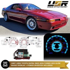 2 Stage Blu Glow Gauge White Overlay For 87-93 Toyota Supra Mk3 Nonturbo Cluster