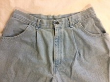 Vintage Chic Plus Size 18 33x8-1/2 Blue Cotton Denim Jean High Waist Mom Shorts