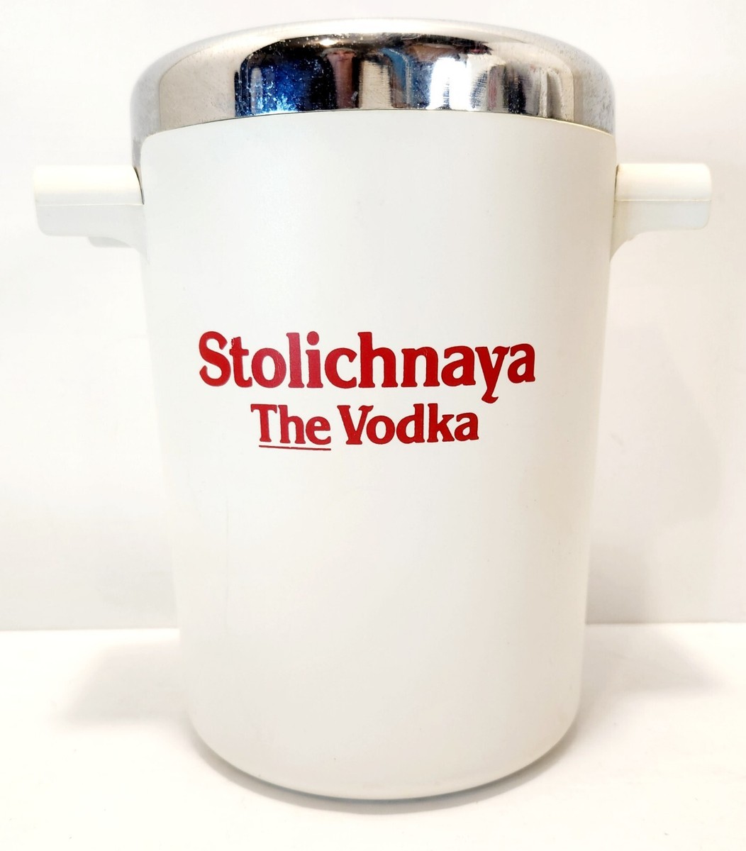 Vintage Stoli Stolichnaya Russian Vodka Ice Cooler Bucket with 4