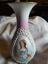 Beautiful Victorian Pink Gold Trimmed Signed But Unreadable Floral Framed