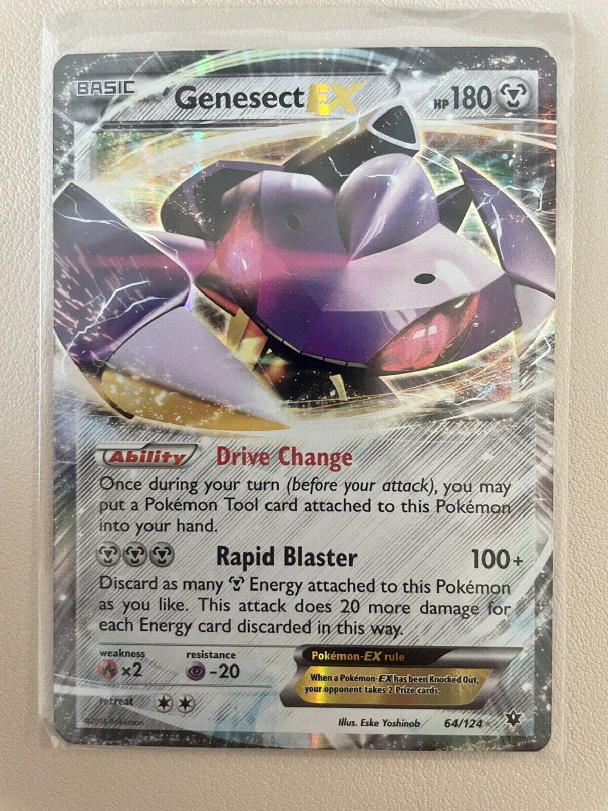 SHIPS SAME DAY Pokemon Card NM/M Genesect EX 64/124 Holo Full Art Metal Type