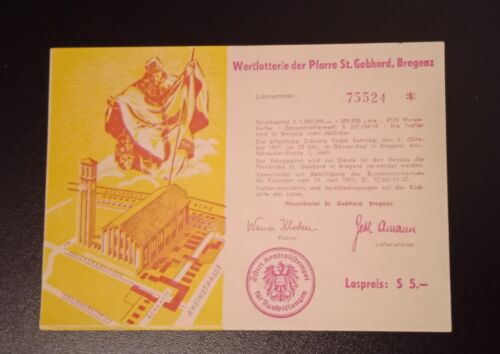 Lotterielos: Wertlotterie der Pfarre St. Gebhard, Bregenz, 1957 - Bild 1 von 1