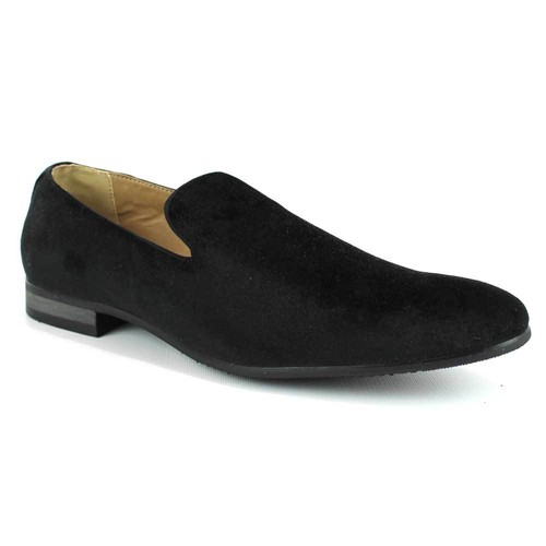 Black Velvet Slip On Loafers Men's Dress Shoes Modern Formal Footwear By AZAR - 第 2/5 張圖片