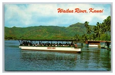 Kauai HI Hawaii Wailua River Smith's Boat to Fern Grotto Chrome Postcard