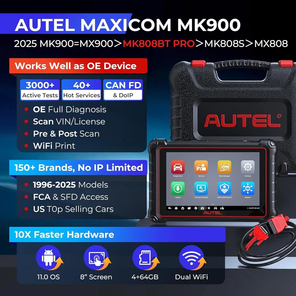 2025 Autel MaxiCOM MK900 PRO Bidirectional Auto Diagnostic Scanner FCA SGW MX900 - Image 2 of 4