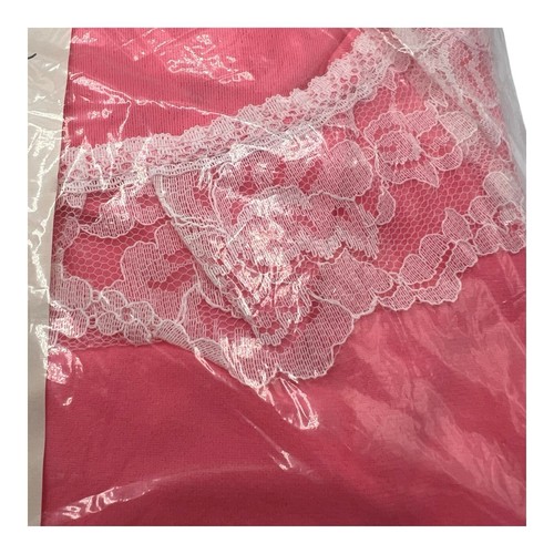Lot of 2 Women Long Brushed Nightgown Size L Coral Pink Lace Trim New Old Stock - Picture 7 of 15