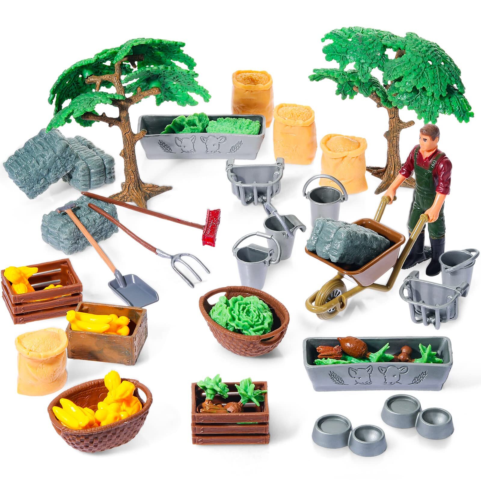 54 Pcs Play Farm Feed Food Accessories Toy Set Mini Educational Playset Feed ...