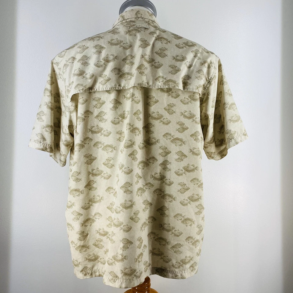 Weatherproof Mens Sz XXL Shirt Short Sleeve Vented Fishing Fish Theme Beige Bn12 - Image 3 of 4