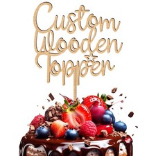 Personalised Rustic Wooden Cake Topper - Custom Name Decorations