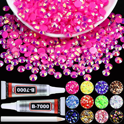 8000PCS 2Mm Resin Rhinestones for Crafting, Hot Pink AB Flatback Rhinestones for