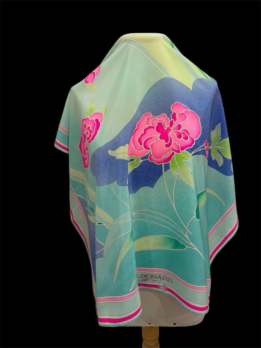 S17# Leonard multicolore Silk Scarf 34 inch has stain | eBay
