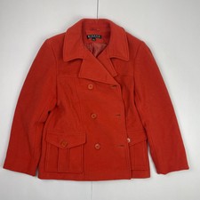 Giacca Coat Large Orange Womens Jacket Wool Blend Gallery Co