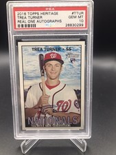 2016 Topps Heritage Trea Turner Real One Autograph Rookie PSA 10 Phillies POP 6!