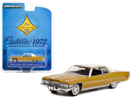 1/64 Greenlight 1972 Cadillac Coupe DeVille Gold Metallic 70. Modellauto 28100A
