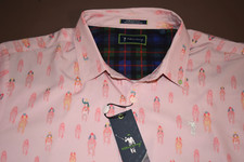 NWT WILLIAM MURRAY XL Men's L/S "AND THEY'RE OFF" Poly Spandex Shirt Pink