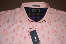 NWT WILLIAM MURRAY XL Men's L/S "AND THEY'RE OFF" Poly Spandex Shirt Pink