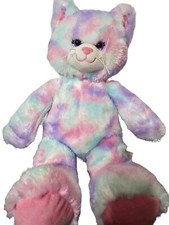 Build A Bear Plush Pastel Swirl Tie-Dye Kitty Cat Pink Purple Blue 16 in