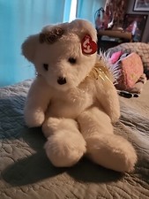 Ty Classic Divine Angel Bear Plush Gold Shimmer Wings 2001 Beanie 14" Retired