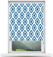 ArtToFrames Custom Window Shade - Blackout Ikat Navy Design Reversed Roll
