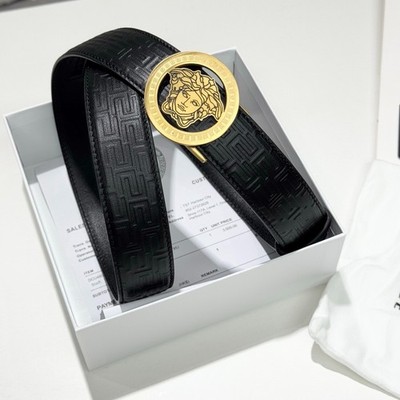 Versace Belt Classics Leather Gold Buckle (Width: 3.5cm/1.38'')