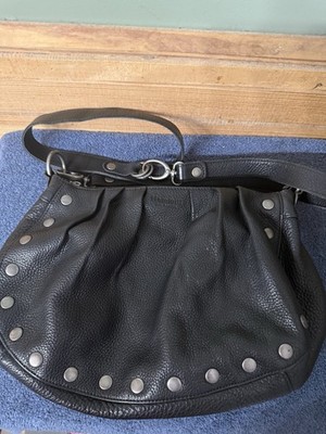 Hammitt Los Angeles Black Leather Pleated Hobo Rivet Shoulder Bag. Retired.