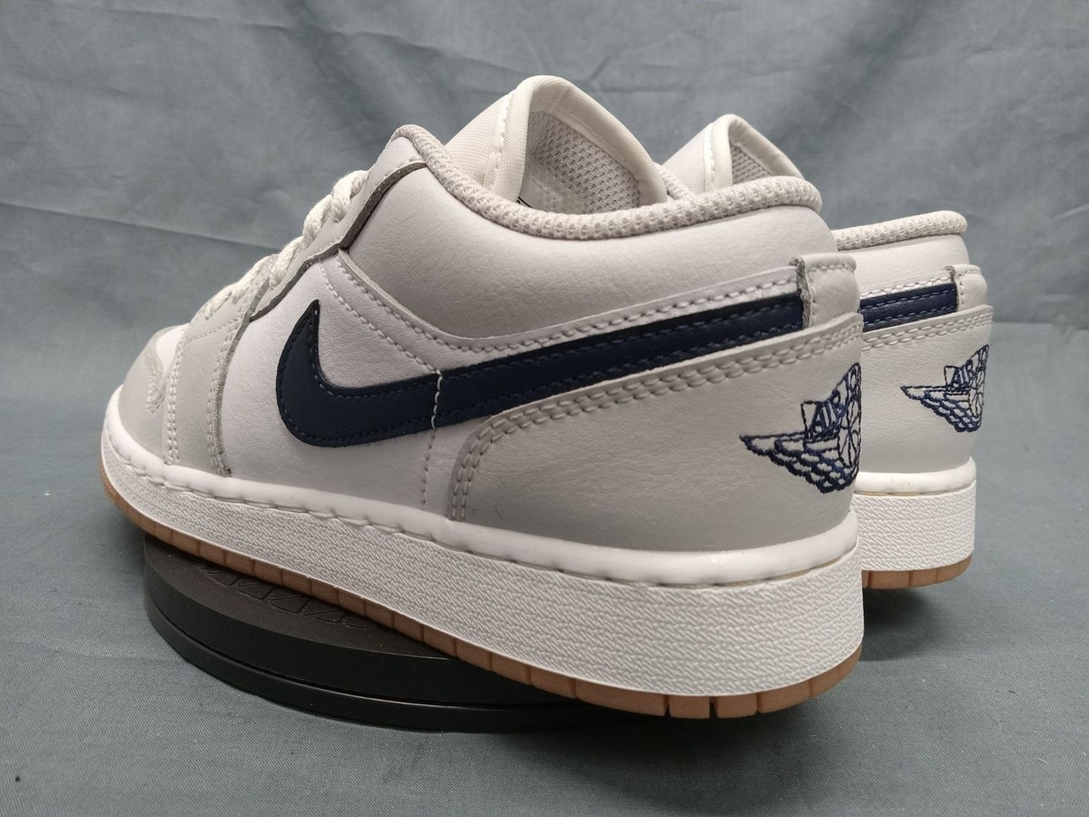 Nike Air Jordan 1 Low (GS) Sneaker White Grey Navy Boys Size 4 NEW