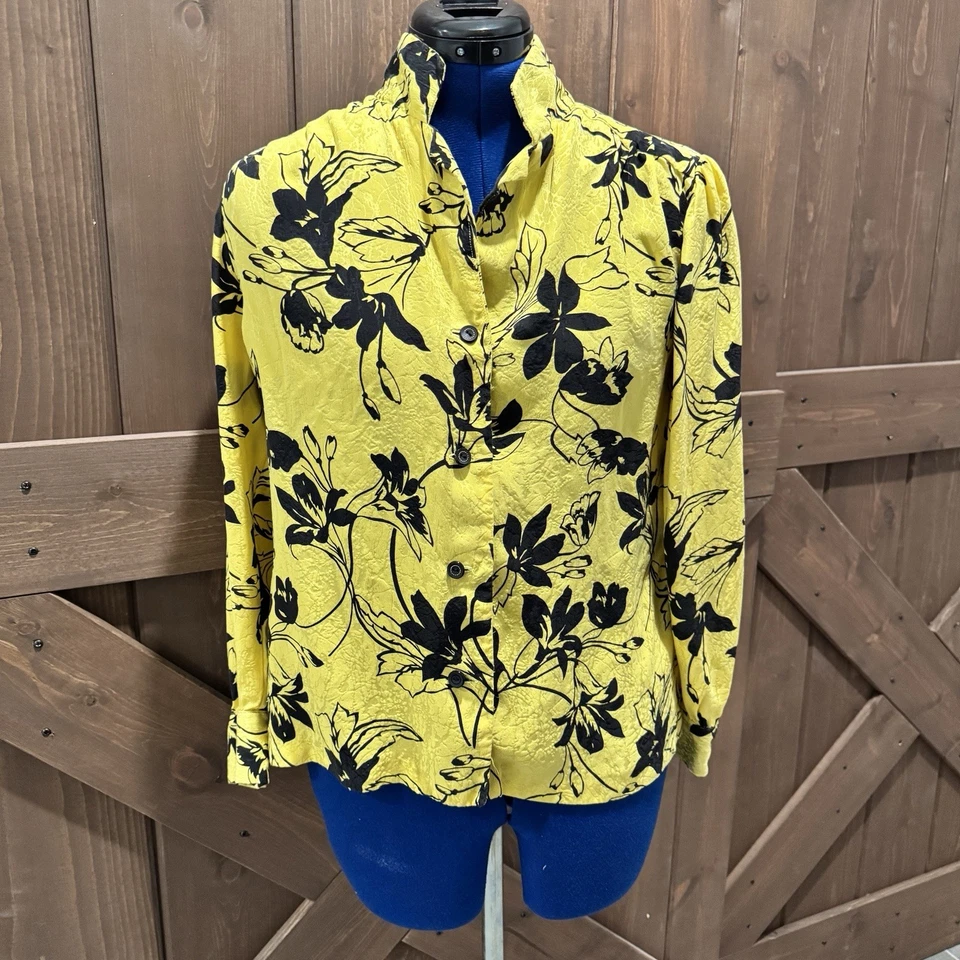Blusa Mujer De Colección Años 70 80’s Talla Grande Amarilla Negra Icónica Divertida Foto 2 de 4