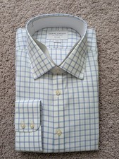 Charles Tyrwhitt Shirt 17/35 Sky Grid Check NonIron Extra Slim Fit Button Up NWT