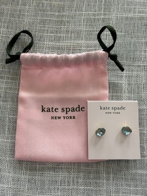 Kate Spade New York Treasure Trove Blue Gold Stud Earrings With Dust Bag NWT