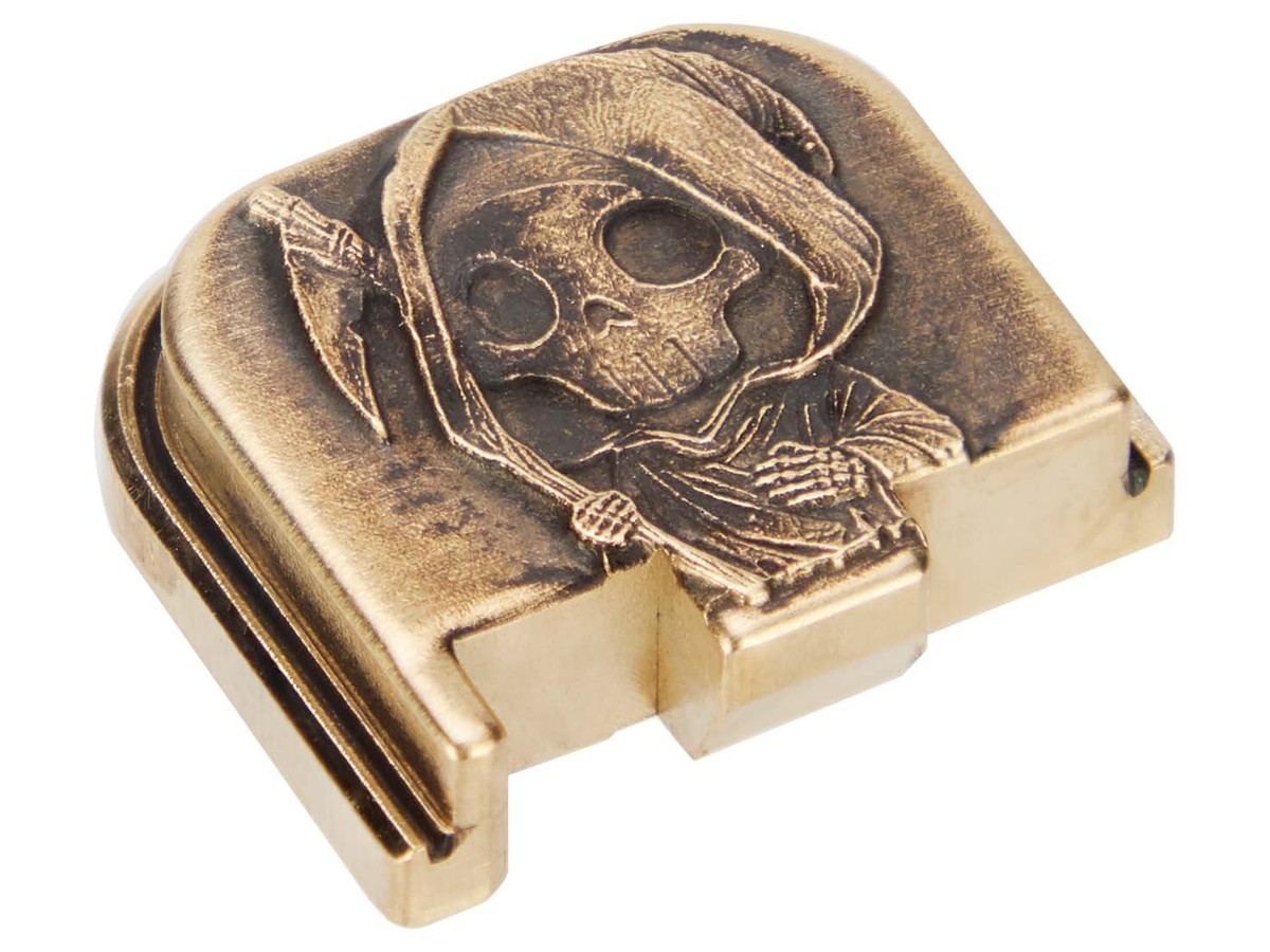 NDZ Glock 43 43X 48 Brass 3D Slide Cover Back Plate Grim Reaper