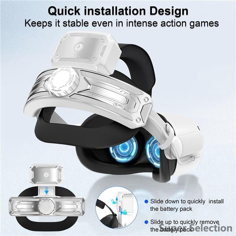 VR Head Strap With Battery Pack Adjustable Comfort For Extended Play