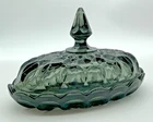 Vintage Anchor Hocking Fairfield Smokey Gray Glass Oval Covered Butter Dish 7 in