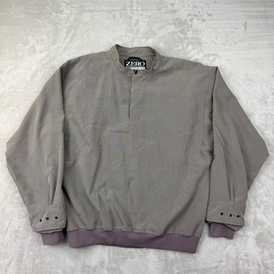 Zero Restriction Golf Pullover Mens Large Gray Micro Check Mock Neck Windbreaker