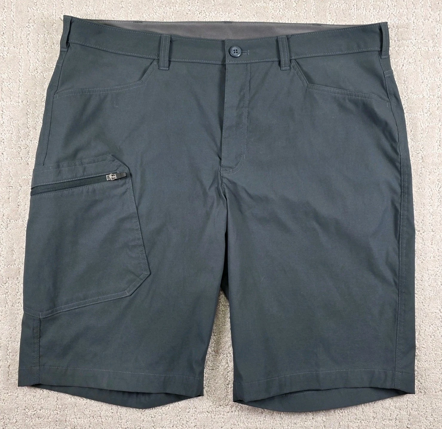 Eddie Bauer Mens Guide Pro Nylon Shorts Gray Blue Outdoor Hiking Cargo Size 38