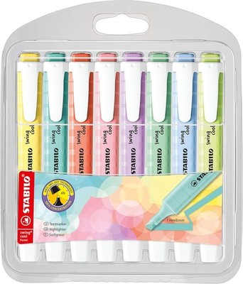 STABILO Highlighter swing cool Pastel - 8 Count (Pack of 1), Assorted Colors 
