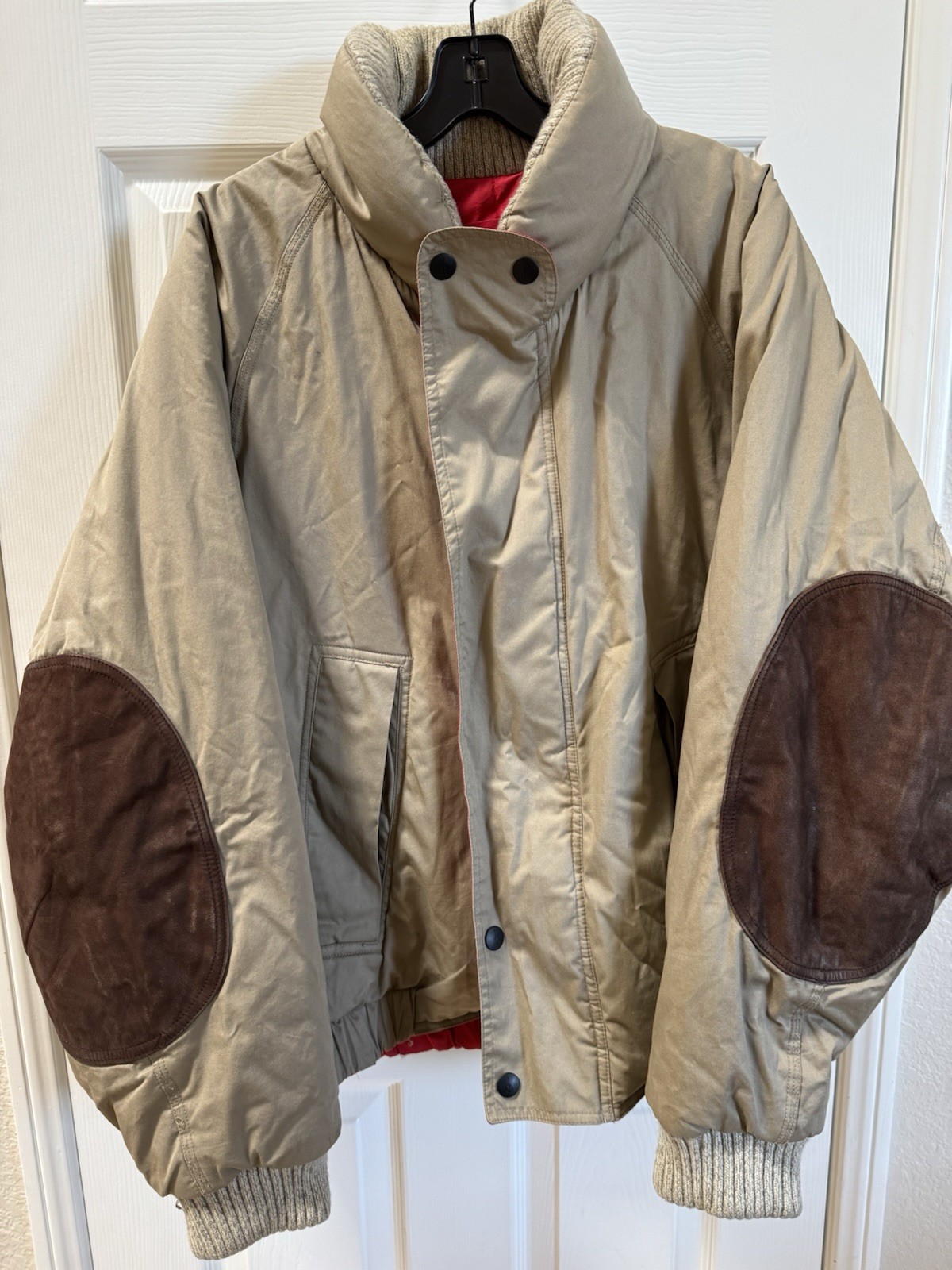 VTG 90s Y2K Mens L Nautica Jacket Duck Down Puffer Outerwear Elbow Patches