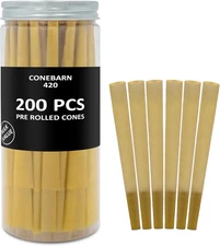 Pre Rolled Cones | 200 Pack Natural Unbleached Cones Rolling Papers | Classic Ki